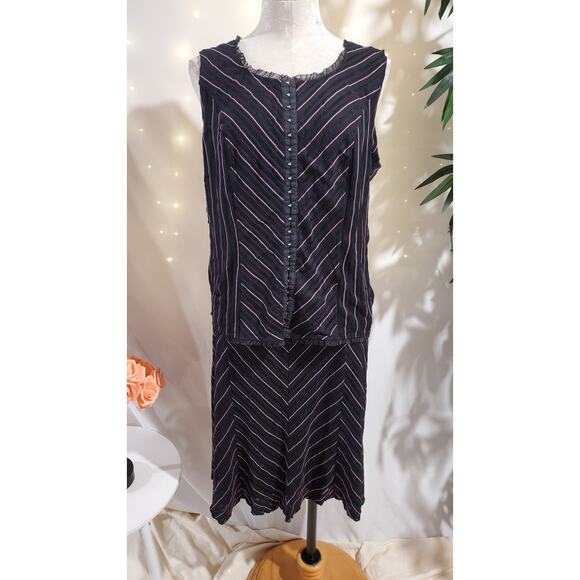 Vtg 90s Fashion Bug Sheer Overlay Stripe Corset Top Skirt Set Plus Size Gothic - Picture 2 of 16